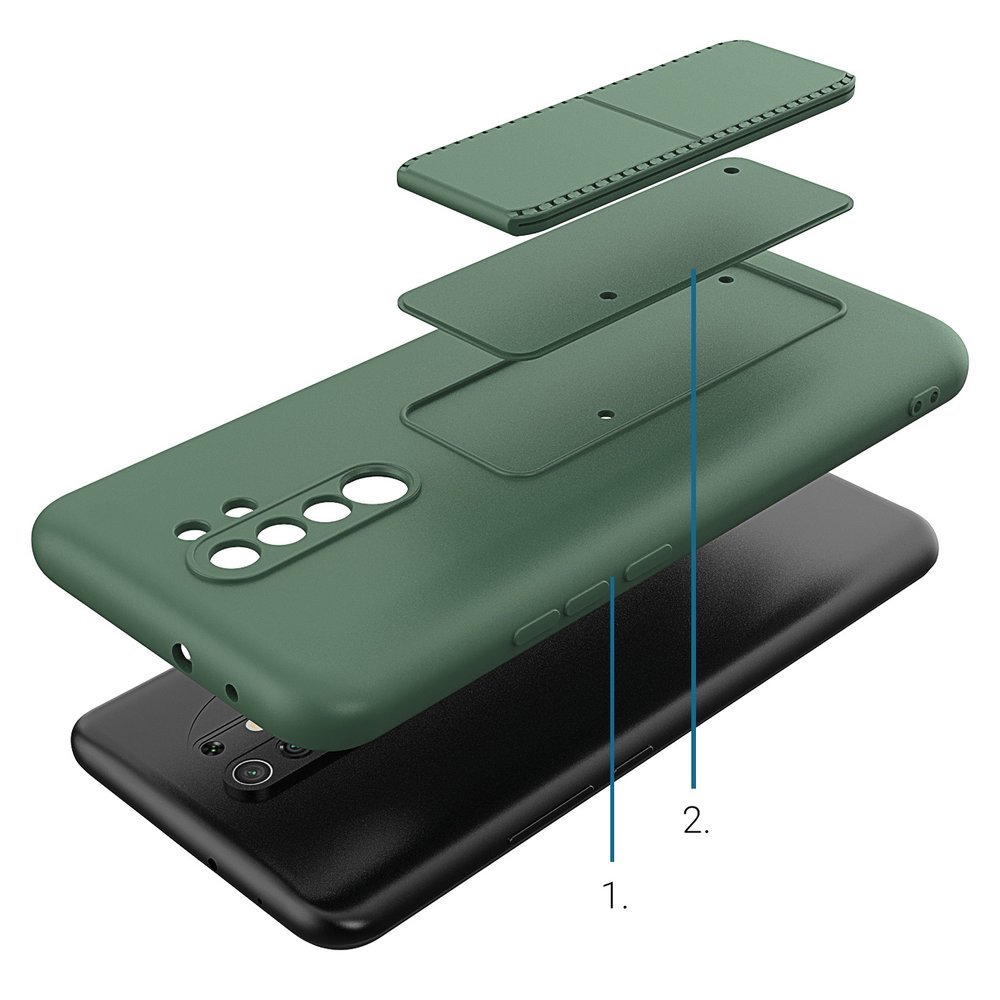 Pokrowiec silikonowy Wozinsky Kickstand Case czarny Xiaomi Redmi 9 / 3