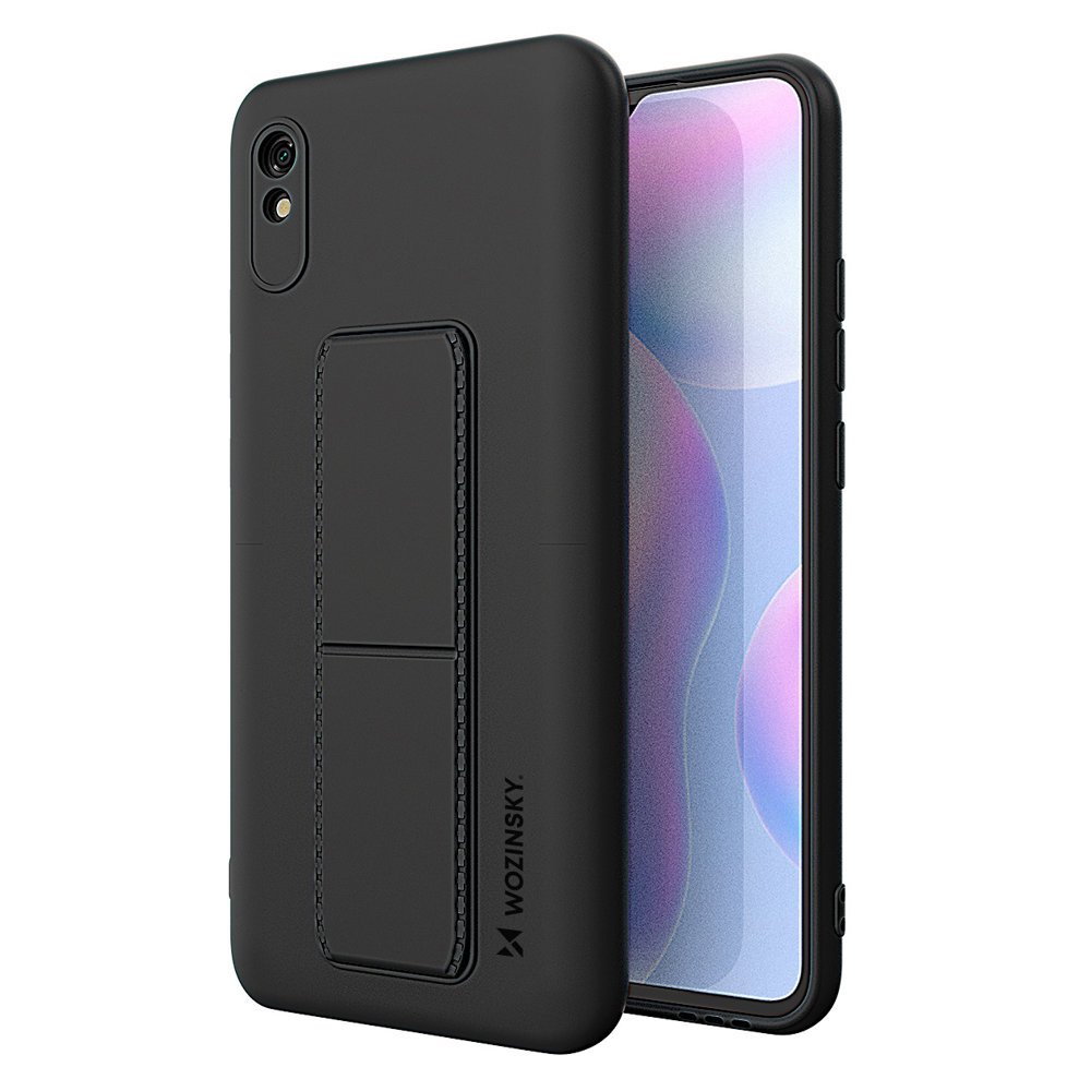 Pokrowiec silikonowy Wozinsky Kickstand Case czarny Xiaomi Redmi 9A