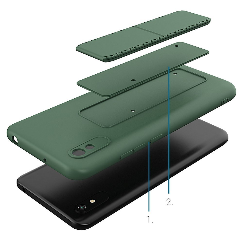 Pokrowiec silikonowy Wozinsky Kickstand Case czarny Xiaomi Redmi 9A / 3