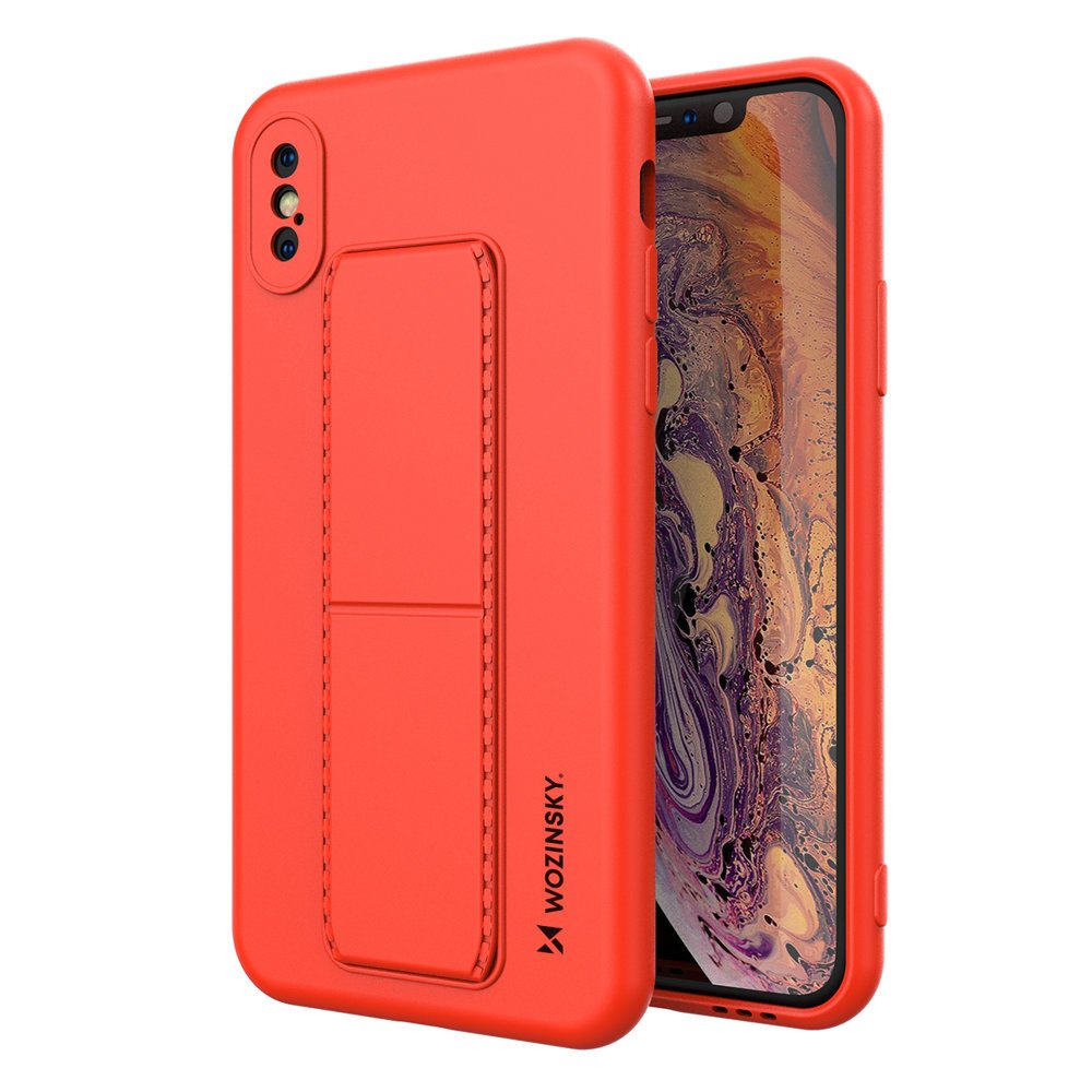Pokrowiec silikonowy Wozinsky Kickstand Case czerwony Apple iPhone X