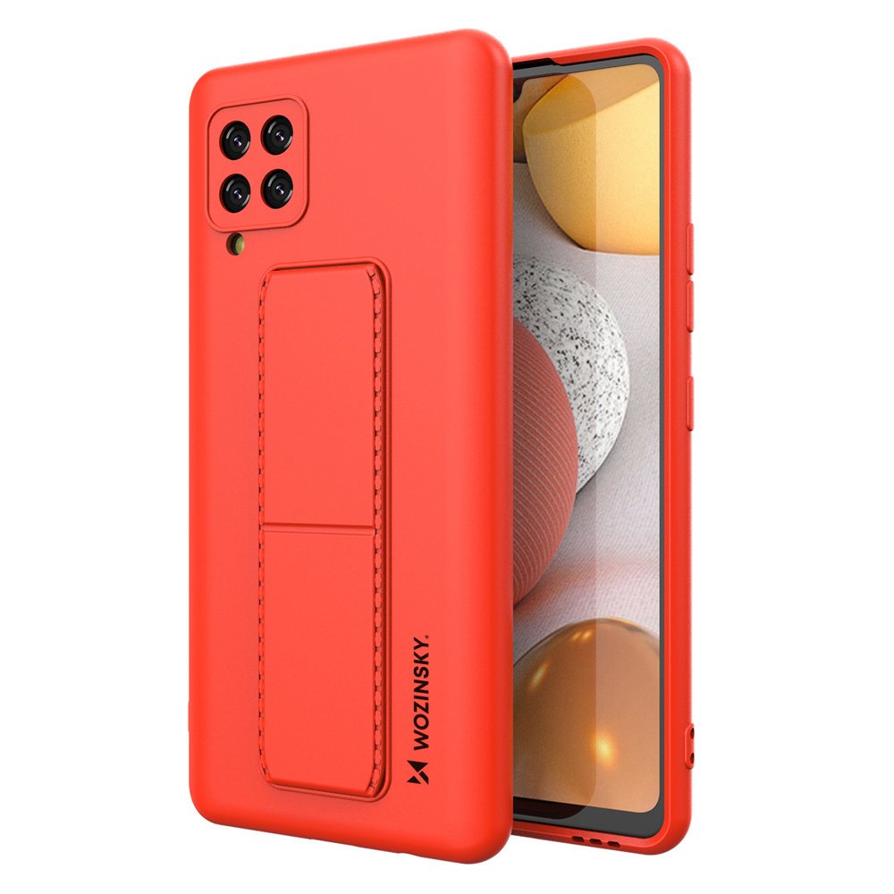 Pokrowiec silikonowy Wozinsky Kickstand Case czerwony Samsung Galaxy A42 5G