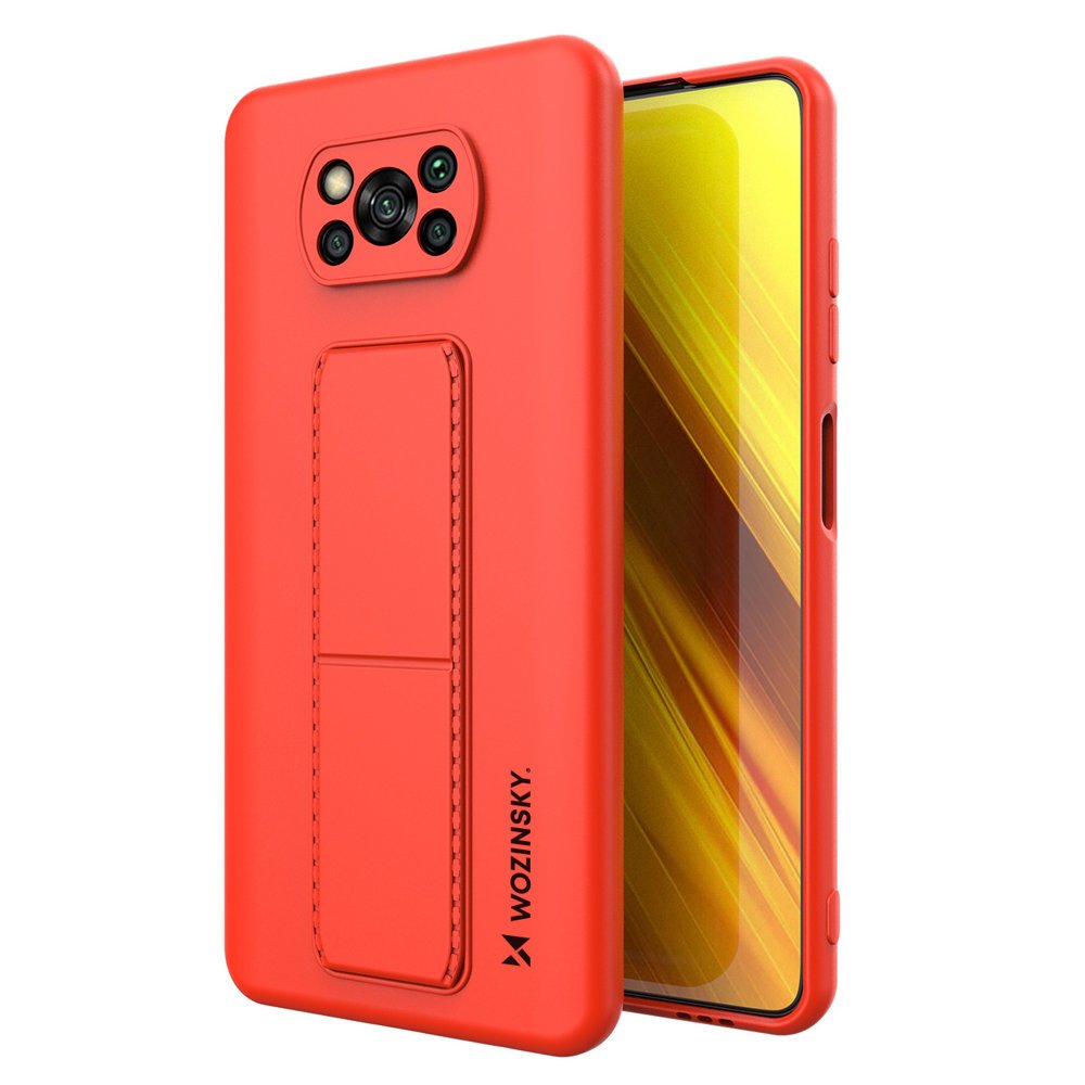 Pokrowiec silikonowy Wozinsky Kickstand Case czerwony Xiaomi POCO X3 NFC