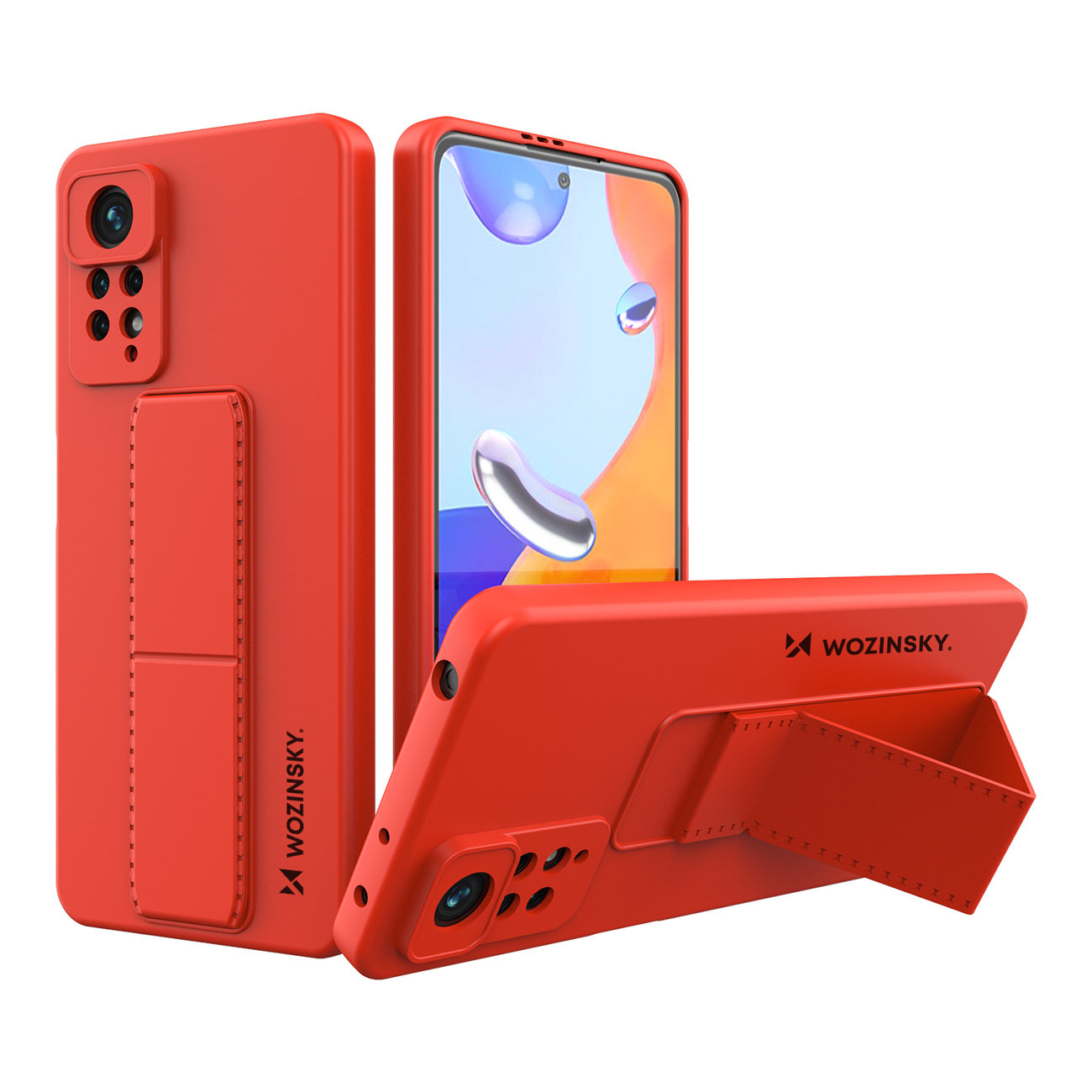 Pokrowiec silikonowy Wozinsky Kickstand Case czerwony Xiaomi POCO X4 Pro 5G