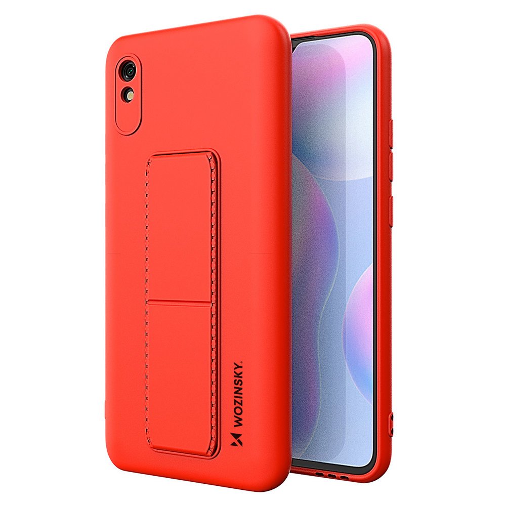 Pokrowiec silikonowy Wozinsky Kickstand Case czerwony Xiaomi Redmi 9A