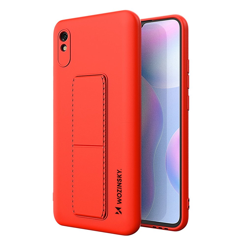 Pokrowiec silikonowy Wozinsky Kickstand Case czerwony Xiaomi Redmi Note 9 Pro