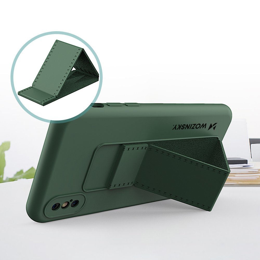 Pokrowiec silikonowy Wozinsky Kickstand Case granatowy Apple iPhone X / 2
