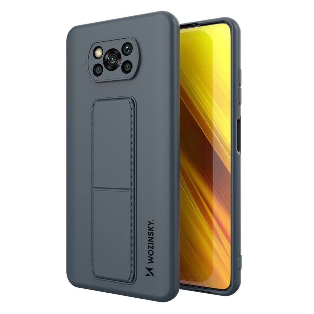 Pokrowiec silikonowy Wozinsky Kickstand Case granatowy Xiaomi POCO X3 Pro