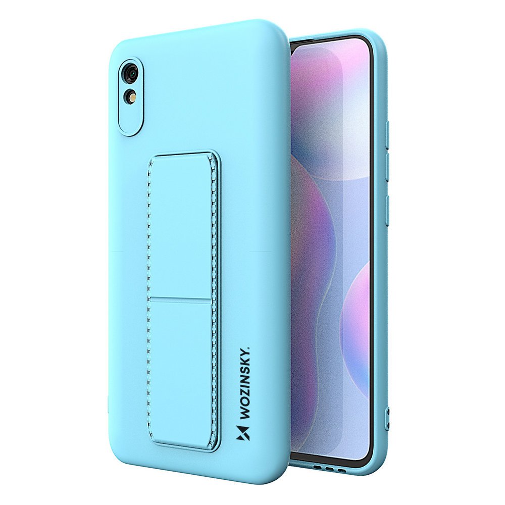 Pokrowiec silikonowy Wozinsky Kickstand Case jasnoniebieski Xiaomi Redmi Note 9S