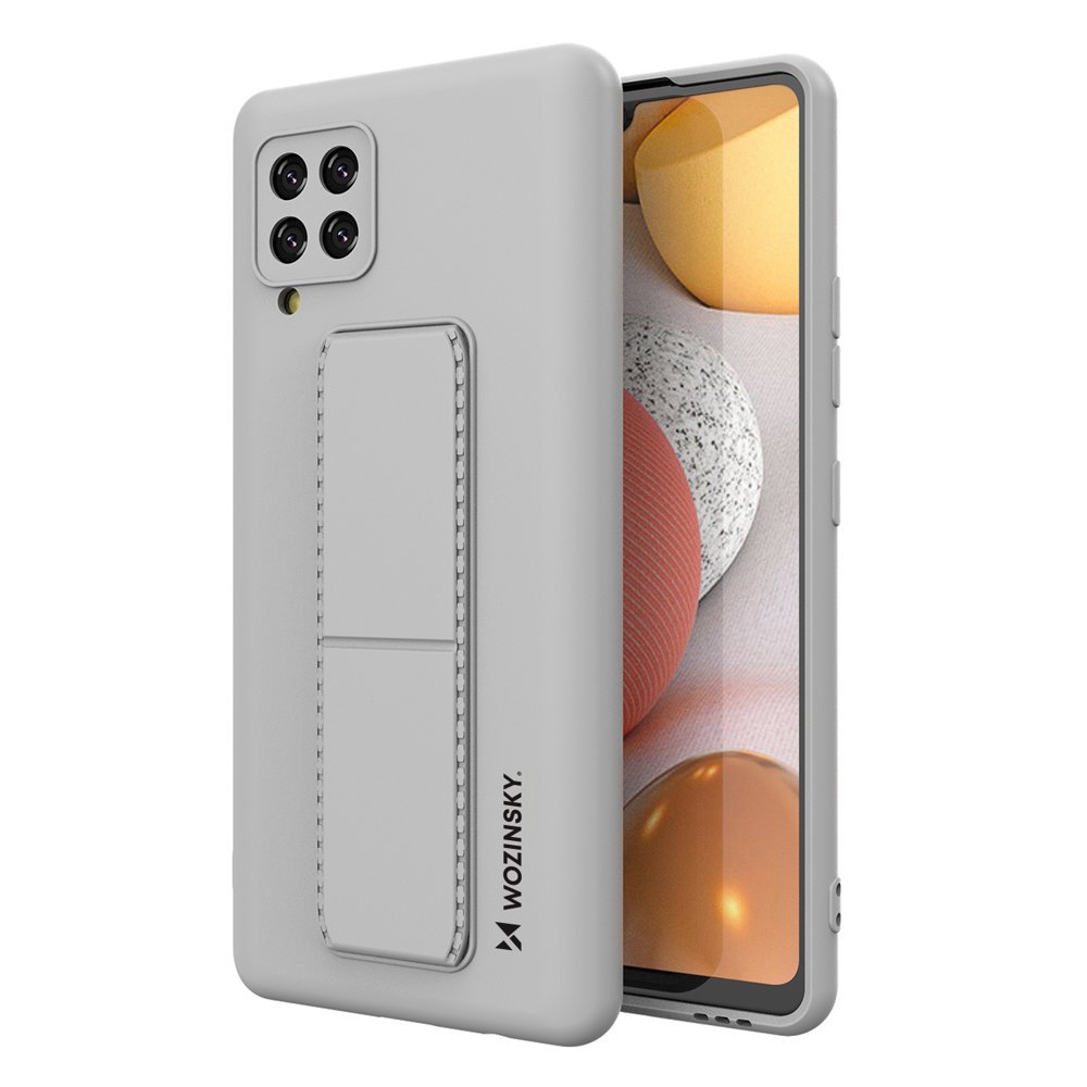 Pokrowiec silikonowy Wozinsky Kickstand Case szary Samsung Galaxy A42 5G