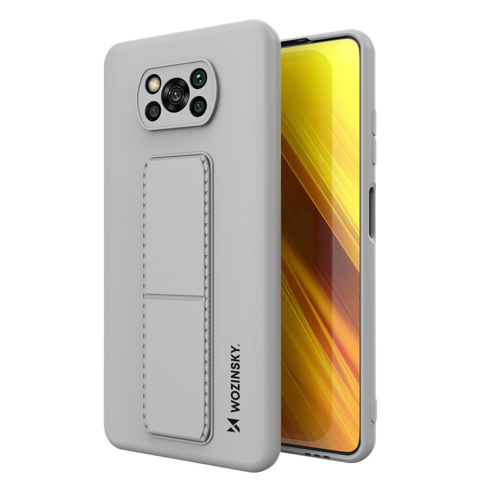 Pokrowiec silikonowy Wozinsky Kickstand Case szary Xiaomi POCO X3 Pro