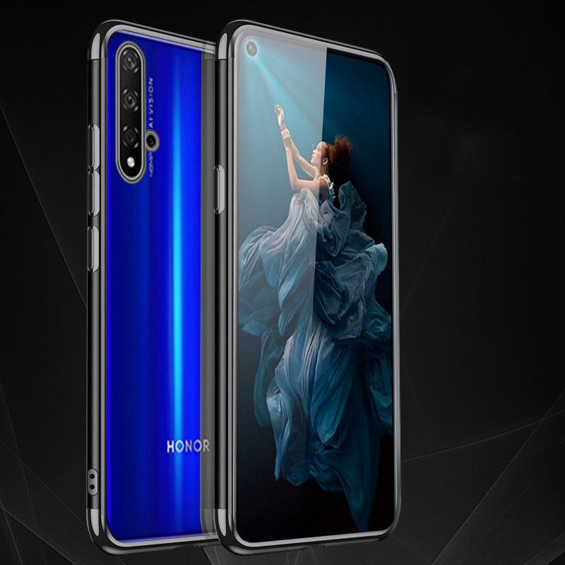 Pokrowiec silikonowy z ramką Electro czarny Huawei Nova 5T / 4 Pokrowiec silikonowy z ramką Electro czarny Huawei Nova 5T / 4