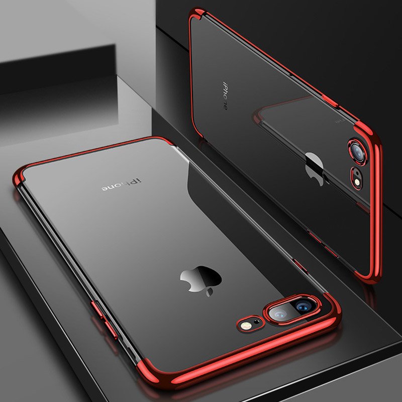 Pokrowiec silikonowy z ramk Electro czerwony Apple iPhone 8 Plus / 2