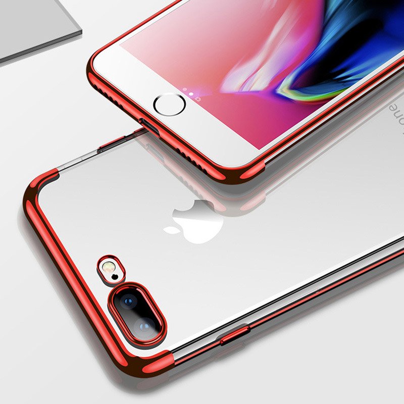 Pokrowiec silikonowy z ramk Electro czerwony Apple iPhone 8 Plus / 6