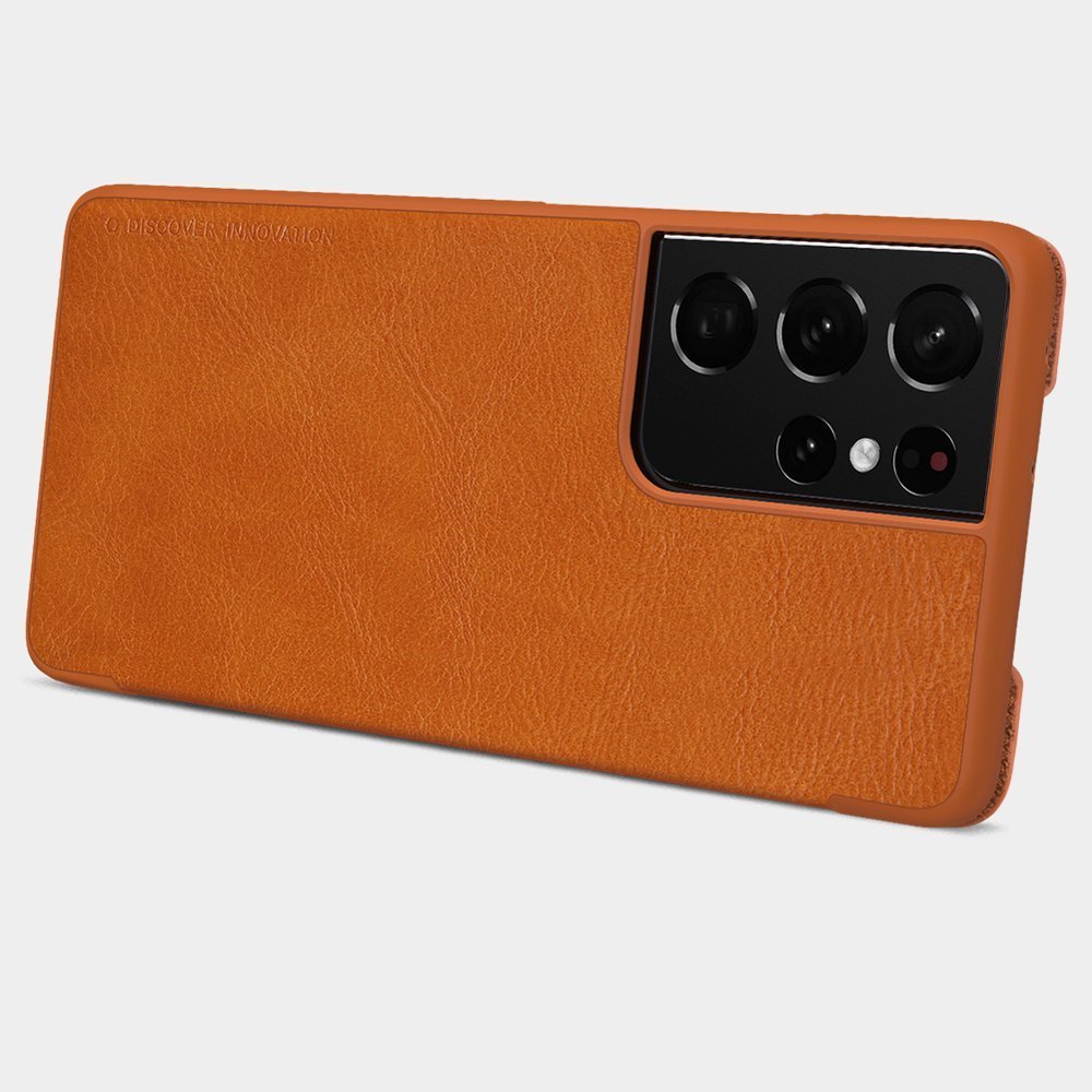 Pokrowiec sk�rzany Nillkin Qin br�zowy Samsung Galaxy S21 Ultra 5G / 8