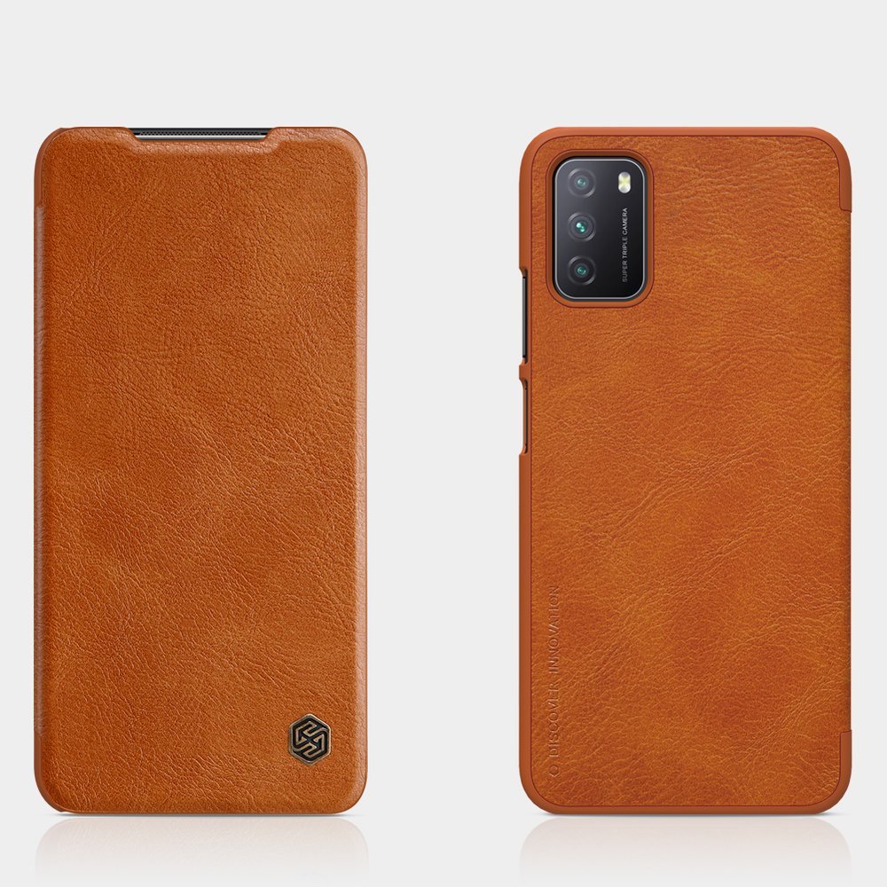 Pokrowiec sk�rzany Nillkin Qin br�zowy Xiaomi POCO M3 / 6