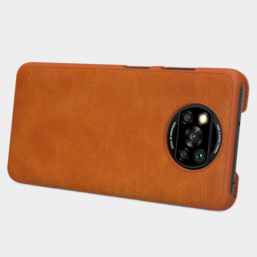 Pokrowiec sk�rzany Nillkin Qin br�zowy Xiaomi POCO X3 NFC / 6