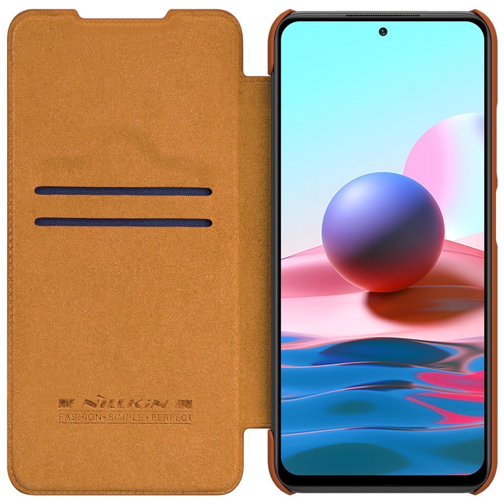 Pokrowiec sk�rzany Nillkin Qin br�zowy Xiaomi Redmi Note 10 5G / 6