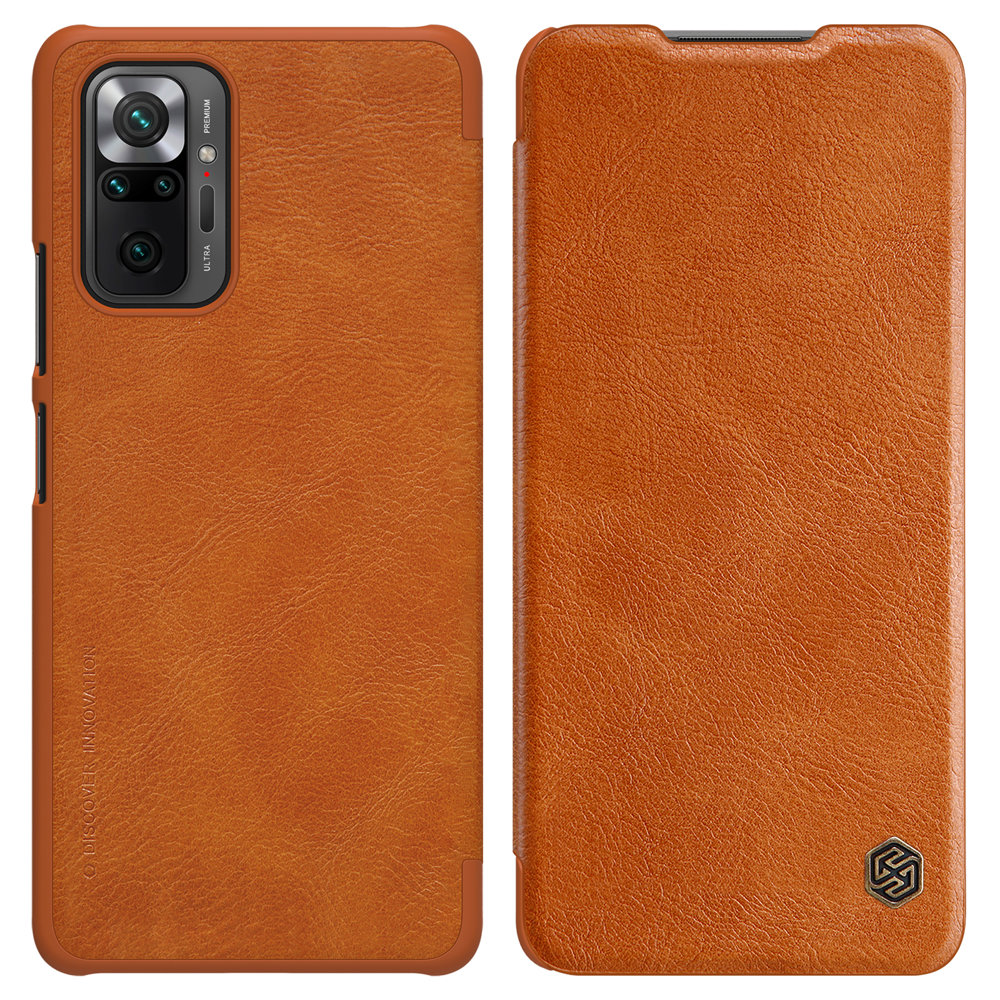 Pokrowiec sk�rzany Nillkin Qin br�zowy Xiaomi Redmi Note 10 Pro