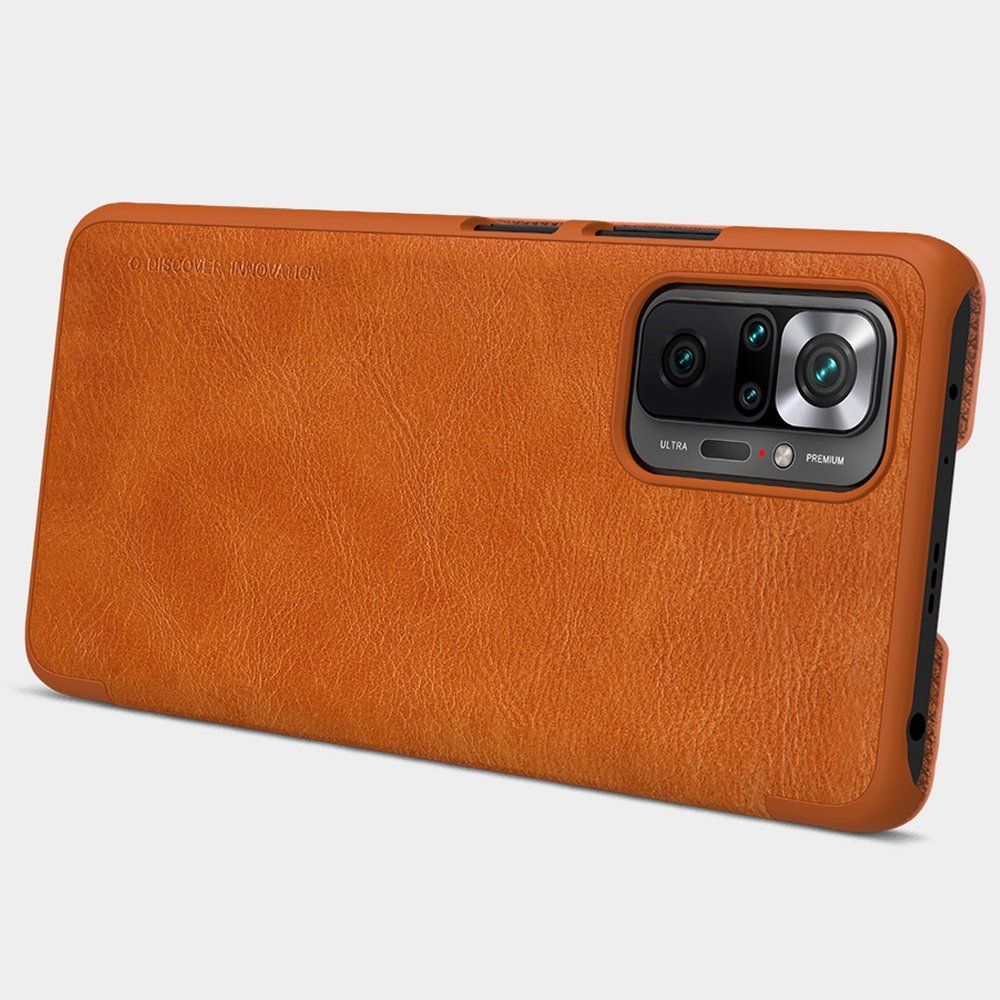 Pokrowiec sk�rzany Nillkin Qin br�zowy Xiaomi Redmi Note 10 Pro / 8
