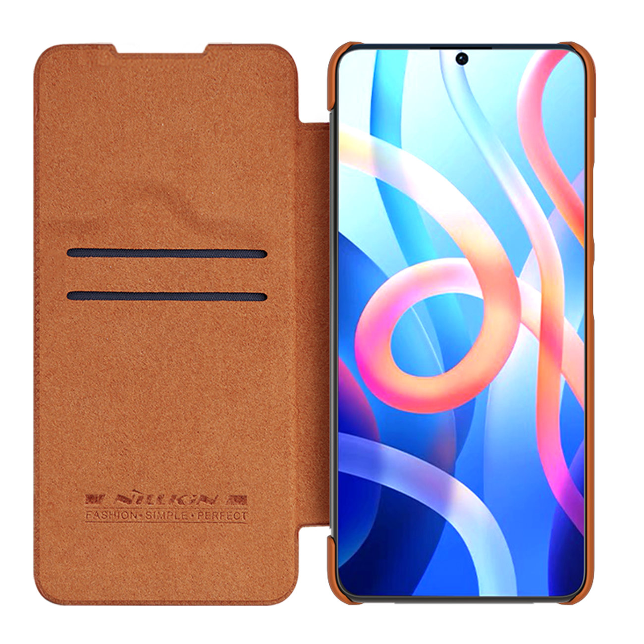 Pokrowiec sk�rzany Nillkin Qin br�zowy Xiaomi Redmi Note 11T 5G / 7