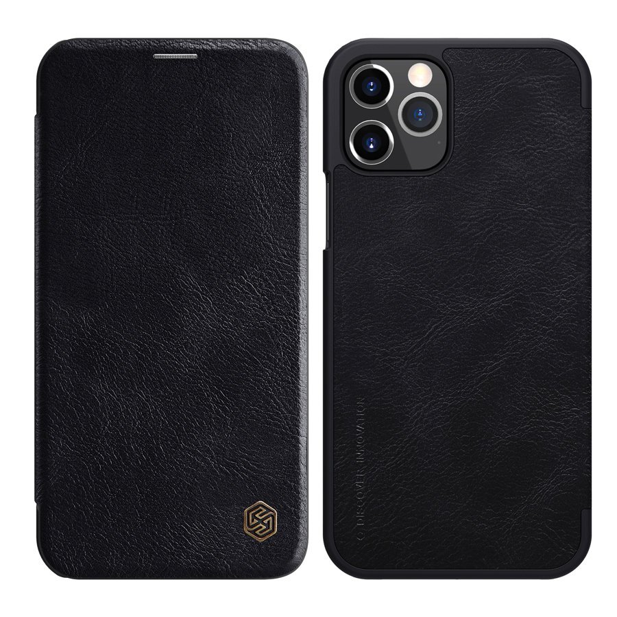 Pokrowiec skórzany Nillkin Qin czarny Apple iPhone 12 Pokrowiec skórzany Nillkin Qin czarny Apple iPhone 12