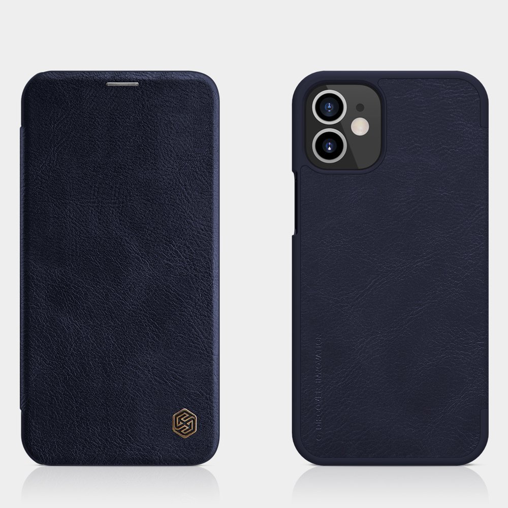 Pokrowiec sk�rzany Nillkin Qin czarny Apple iPhone 12 Mini / 12
