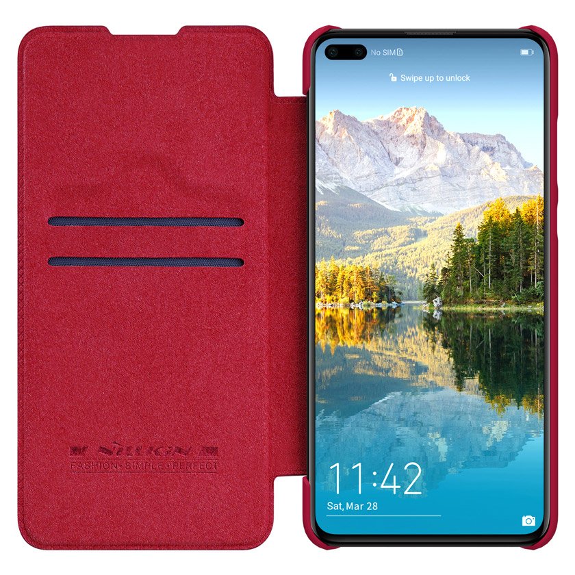 Pokrowiec skórzany Nillkin Qin czarny Huawei P40 Lite / 4 Pokrowiec skórzany Nillkin Qin czarny Huawei P40 Lite / 4