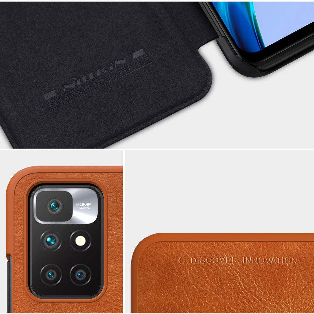 Pokrowiec skórzany Nillkin Qin czarny Xiaomi Redmi 10 / 12 Pokrowiec skórzany Nillkin Qin czarny Xiaomi Redmi 10 / 12