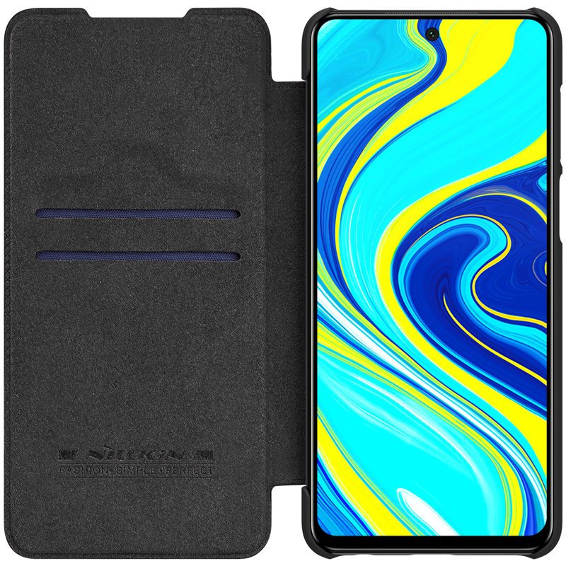 Pokrowiec sk�rzany Nillkin Qin czarny Xiaomi Redmi Note 9S / 2