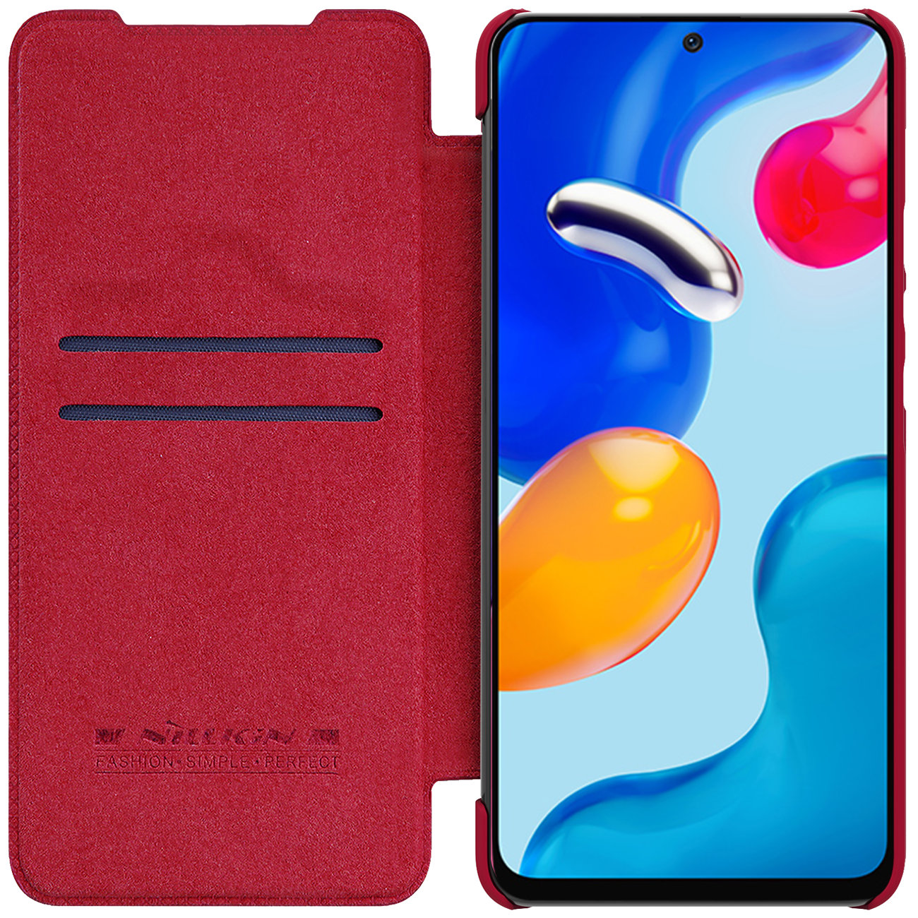 Pokrowiec sk�rzany Nillkin Qin czerwony Xiaomi Redmi Note 11S / 6