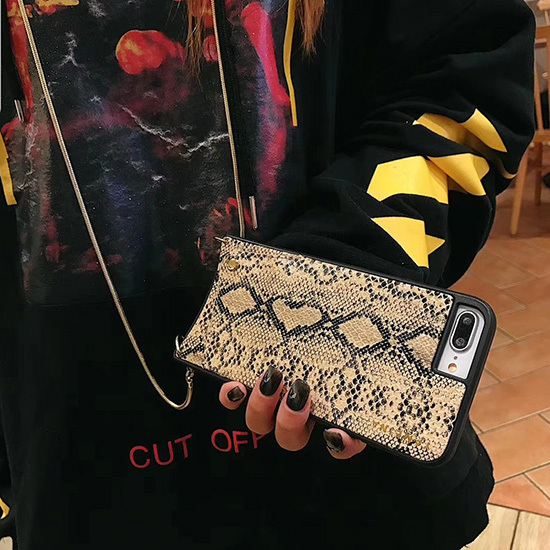 Pokrowiec sk�rzany Torebka Snake z�oty Apple iPhone XR / 10