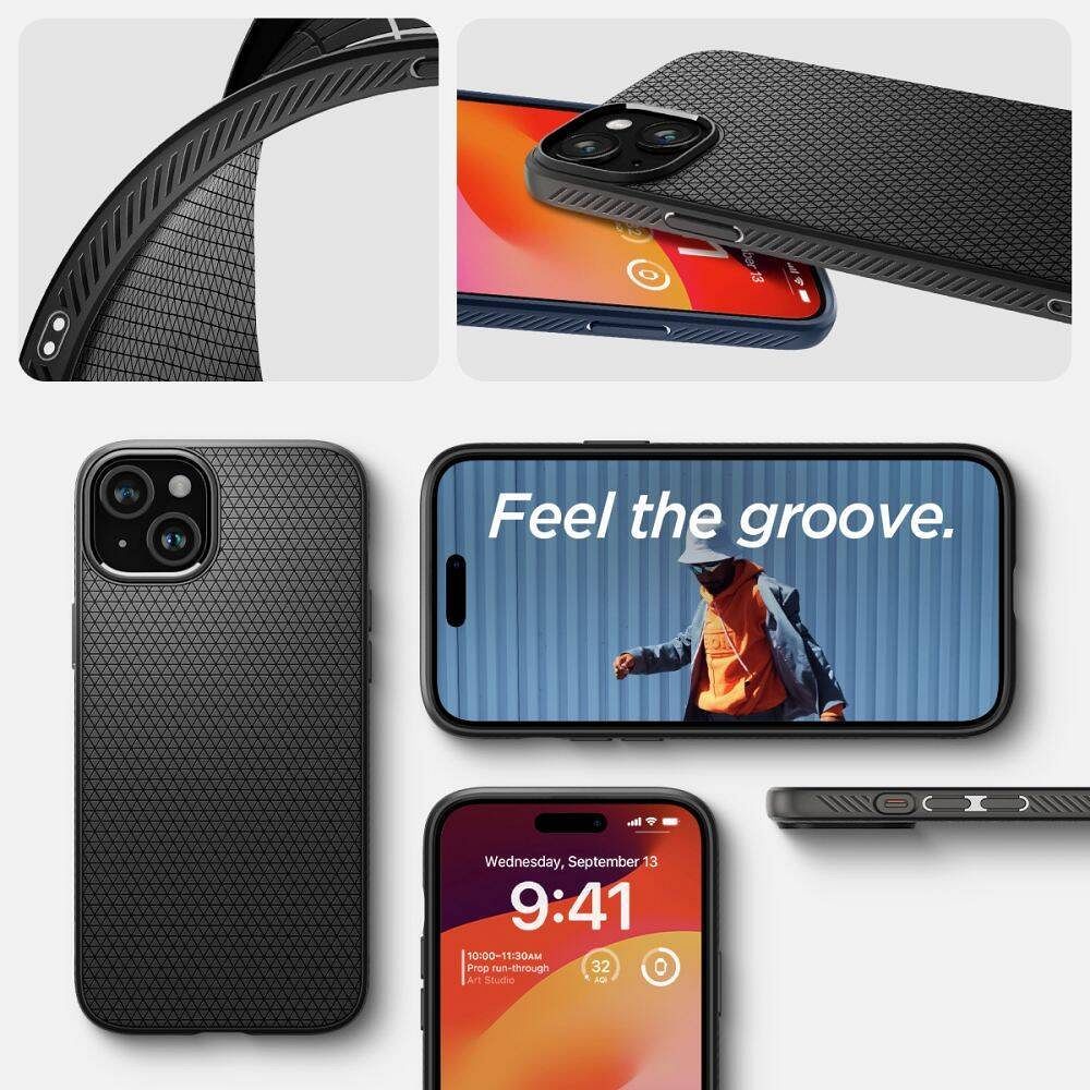 Pokrowiec Spigen Liquid Air czarny Apple iPhone 16 Plus / 10 Pokrowiec Spigen Liquid Air czarny Apple iPhone 16 Plus / 10