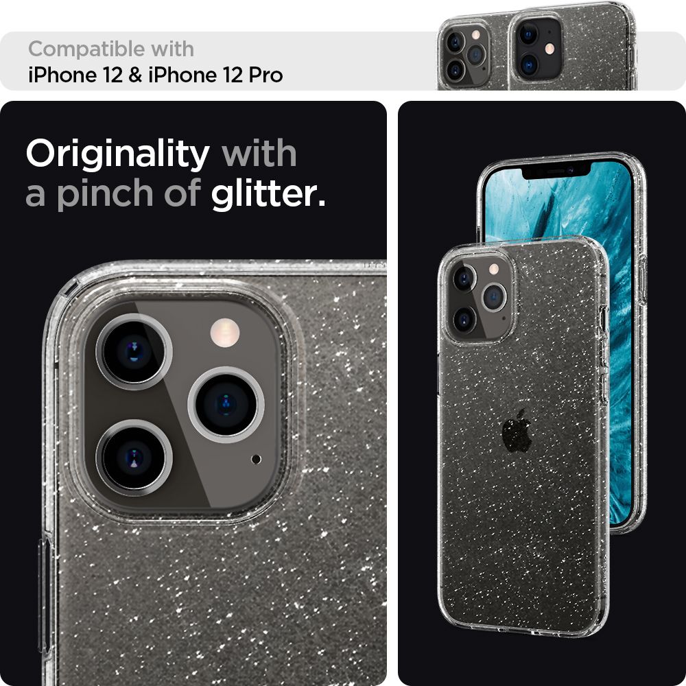 Pokrowiec Spigen Liquid Crystal Glitter przeroczysty Apple iPhone 12 / 10