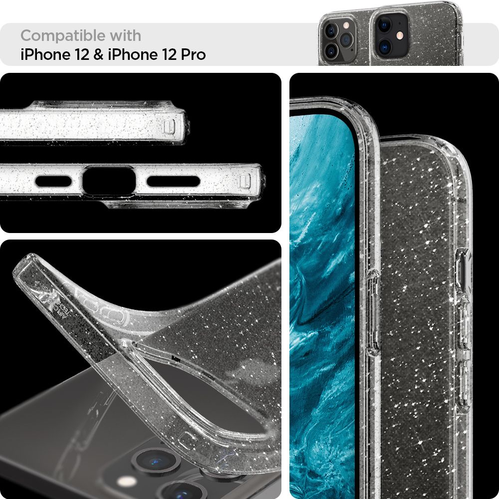 Pokrowiec Spigen Liquid Crystal Glitter przeroczysty Apple iPhone 12 / 9