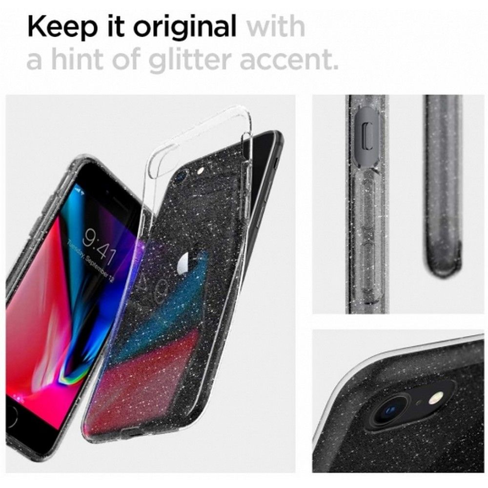 Pokrowiec Spigen Liquid Crystal Glitter przeroczysty Apple iPhone SE 2020 / 3