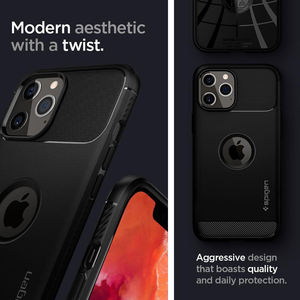 Pokrowiec Spigen Rugged Armor czarny Apple iPhone 12 / 10 Pokrowiec Spigen Rugged Armor czarny Apple iPhone 12 / 10