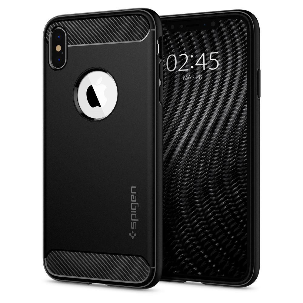 Pokrowiec Spigen Rugged Armor czarny Apple iPhone XS Pokrowiec Spigen Rugged Armor czarny Apple iPhone XS