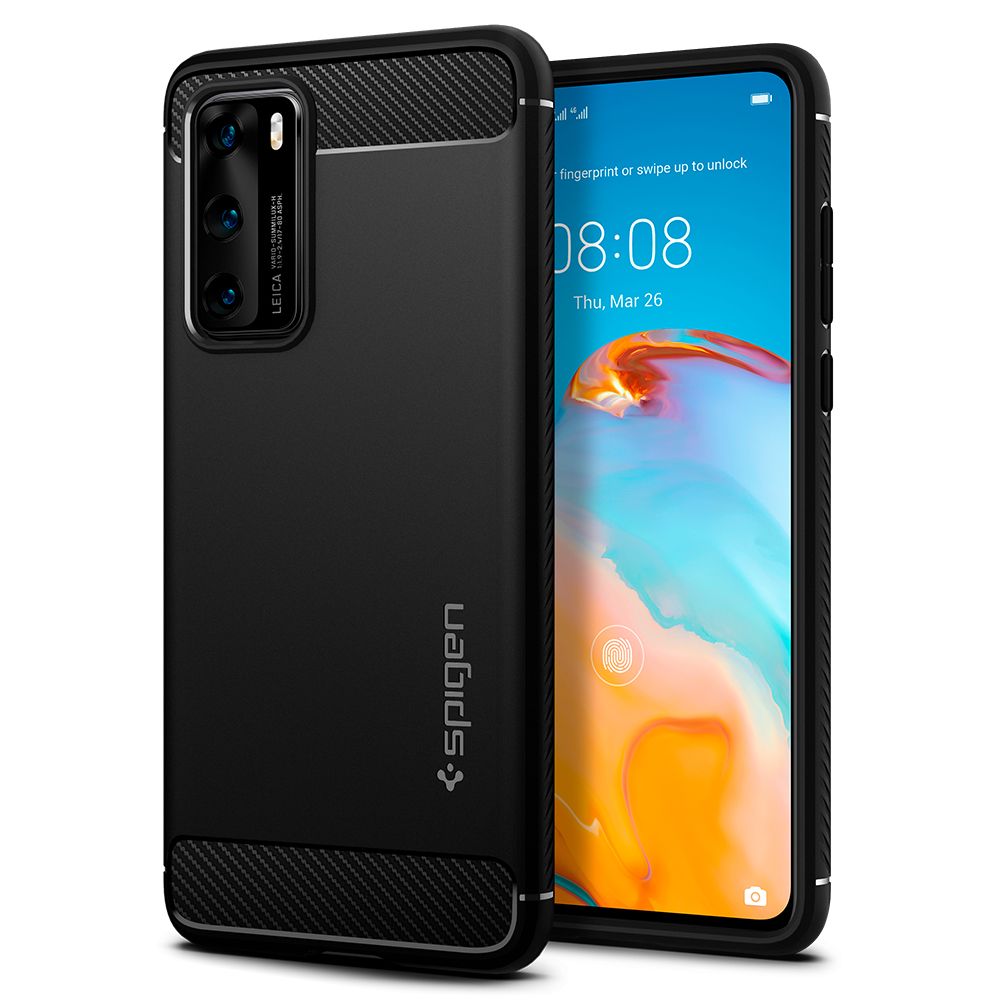 Pokrowiec pancerny Spigen Rugged Armor czarny Huawei P40 Pokrowiec pancerny Spigen Rugged Armor czarny Huawei P40