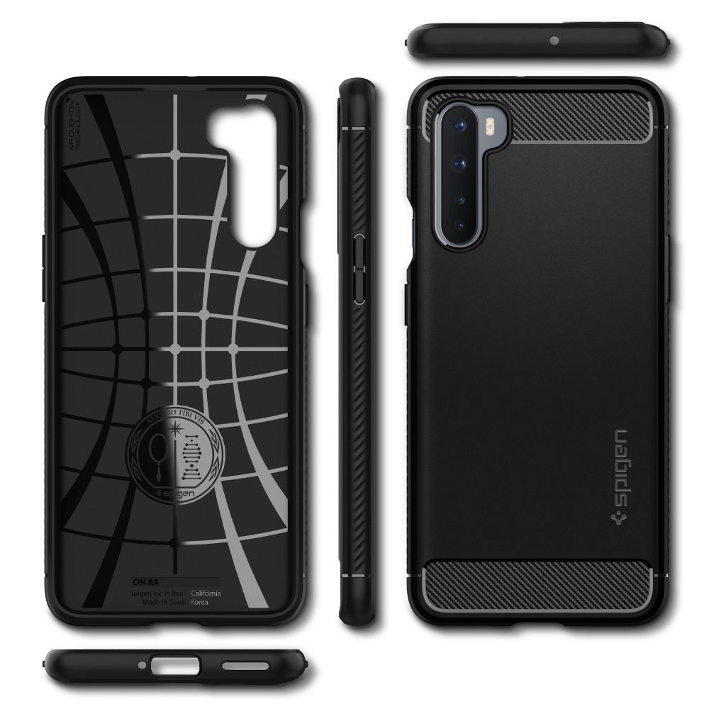 Pokrowiec pancerny Spigen Rugged Armor czarny OnePlus Nord / 9