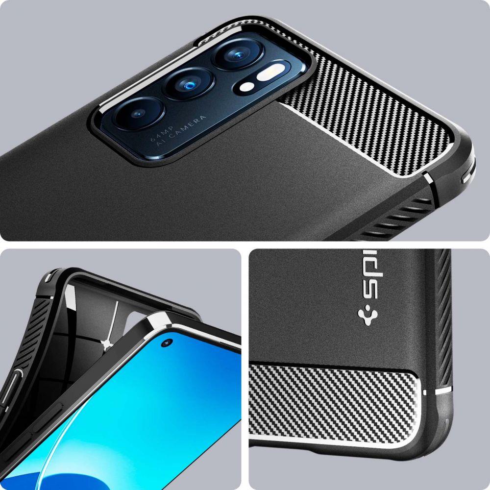 Pokrowiec Spigen Rugged Armor czarny Oppo Reno 6 5G / 3 Pokrowiec Spigen Rugged Armor czarny Oppo Reno 6 5G / 3