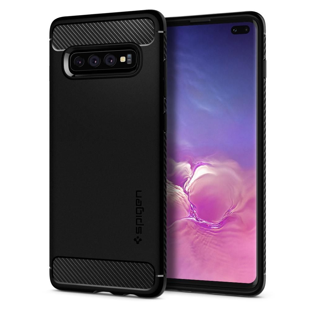 Pokrowiec pancerny Spigen Rugged Armor czarny Samsung Galaxy S10 Plus