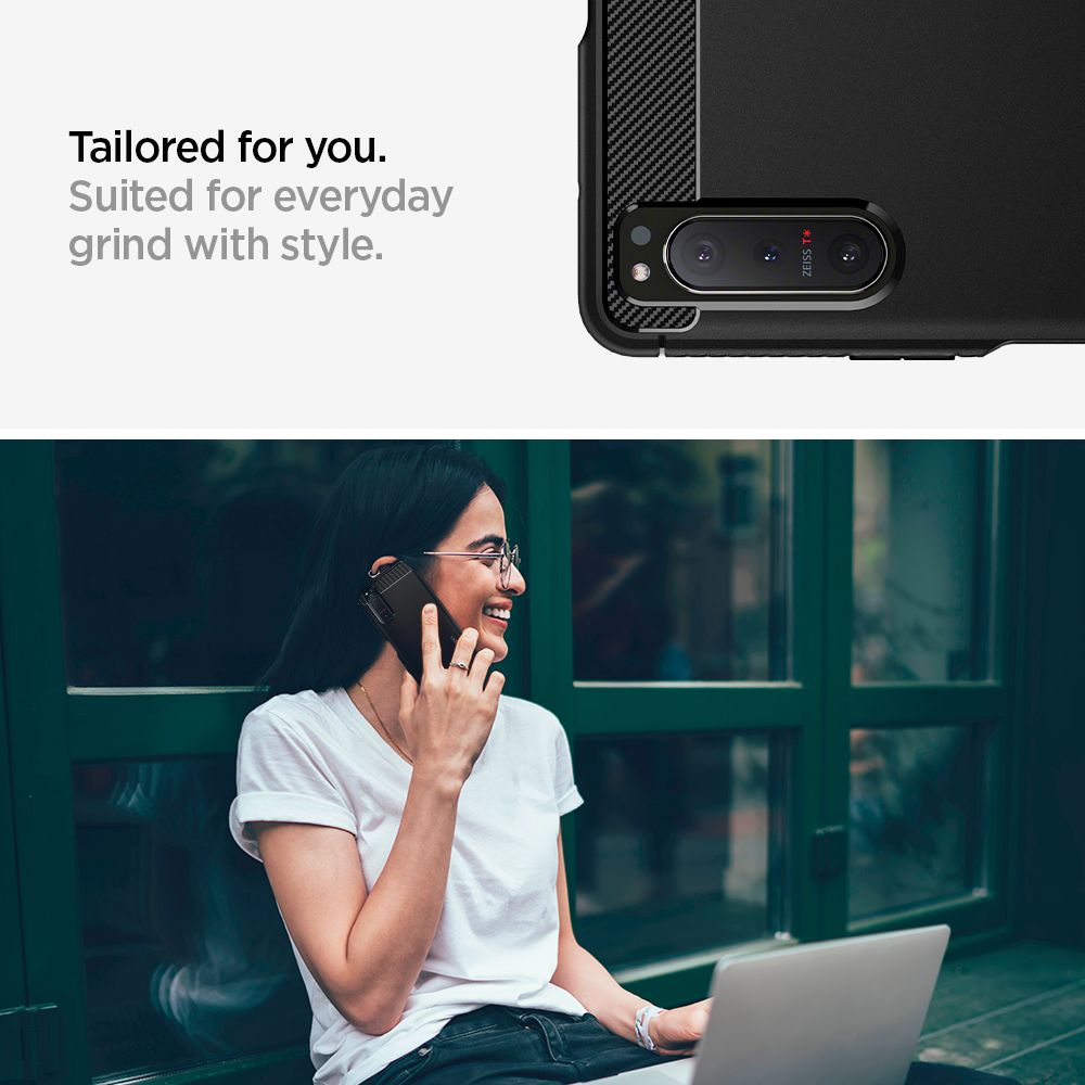 Pokrowiec pancerny Spigen Rugged Armor czarny Sony Xperia 5 II / 9