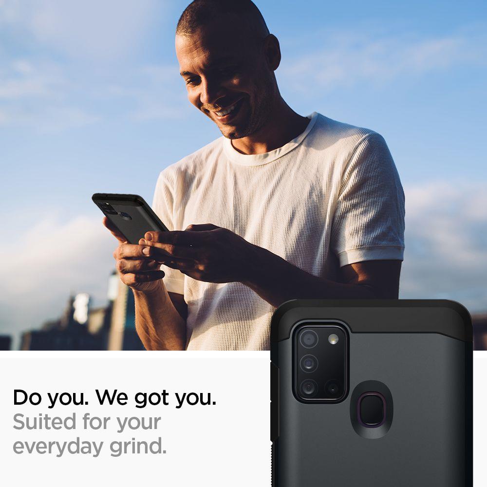 Pokrowiec Spigen Tough Armor szary Samsung Galaxy A21s / 4 Pokrowiec Spigen Tough Armor szary Samsung Galaxy A21s / 4