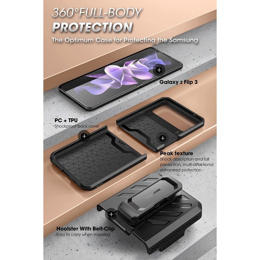 Pokrowiec Supcase Unicorn Beetle Pro czarny Samsung Galaxy Z Flip 3 / 5