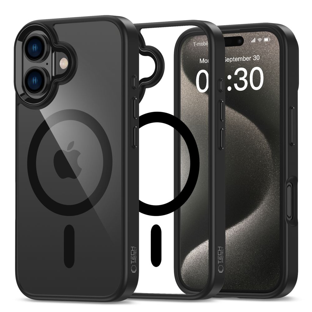 Pokrowiec Tech-Protect Magmat Magsafe black-clear Apple iPhone 16 Pokrowiec Tech-Protect Magmat Magsafe black-clear Apple iPhone 16
