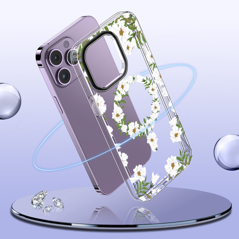 Pokrowiec Tech-Protect Magmood Magsafe wzr white daisy Apple iPhone 14 Pro / 3