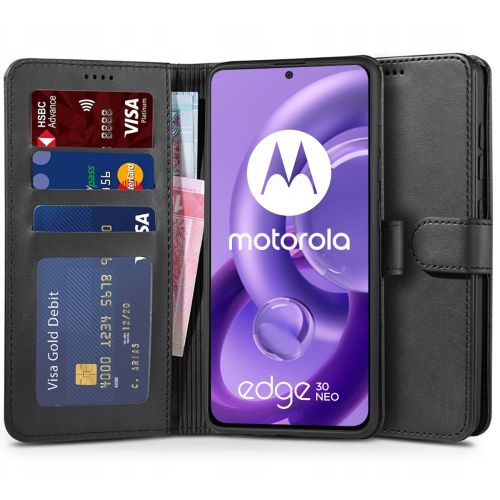 Pokrowiec Tech-protect Wallet czarny Motorola Edge 30 Neo