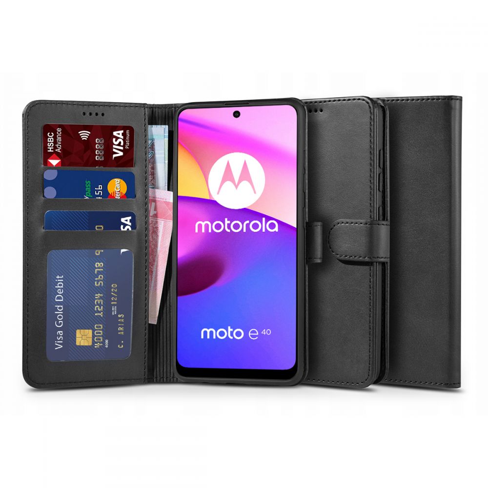Pokrowiec Tech-protect Wallet czarny Motorola Moto E20