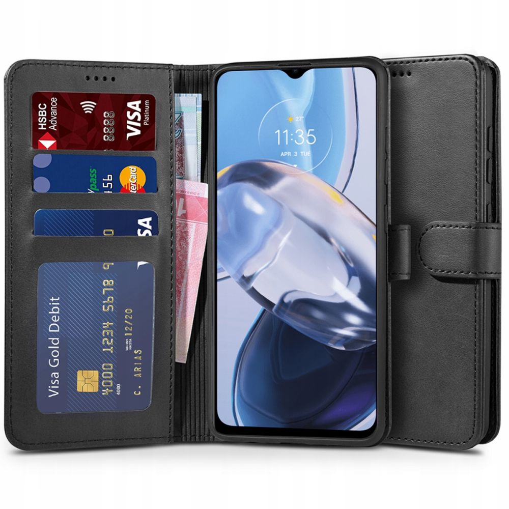 Pokrowiec Tech-protect Wallet czarny Motorola Moto E22