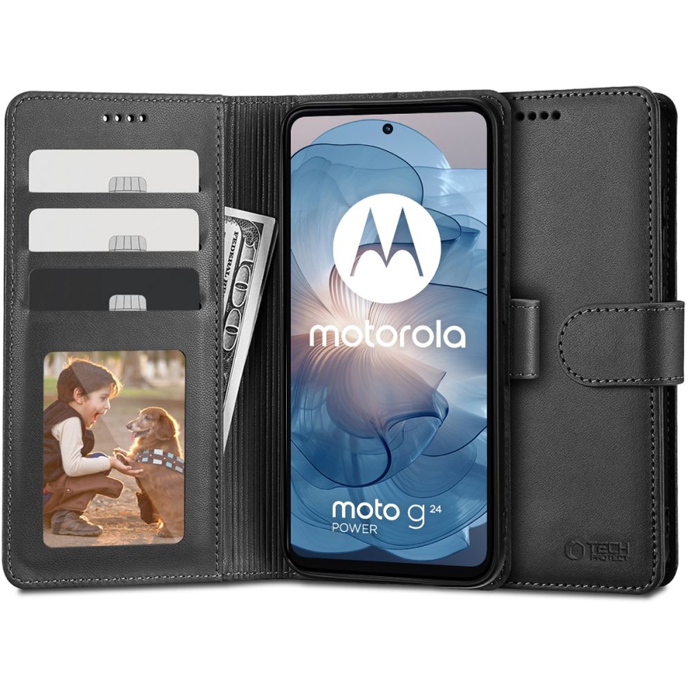 Pokrowiec Tech-protect Wallet czarny Motorola Moto G24